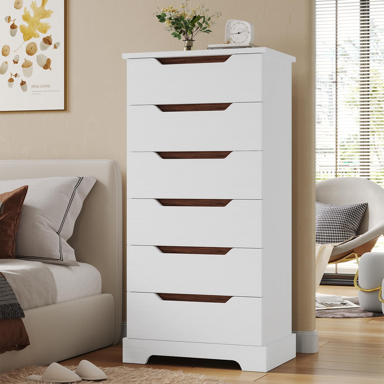 6 Drawers Dresser Clothes Organizer for Bedroom,Modern Tall Skinny