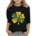 thumbnail image 2 of hengsof Girls Fashion Printed 3/4 Sleeve Crew Neck T-Shirt Kids St. Patrick's Day Holiday Top Ages 3-12 Stylish Casual Pullover, 2 of 5