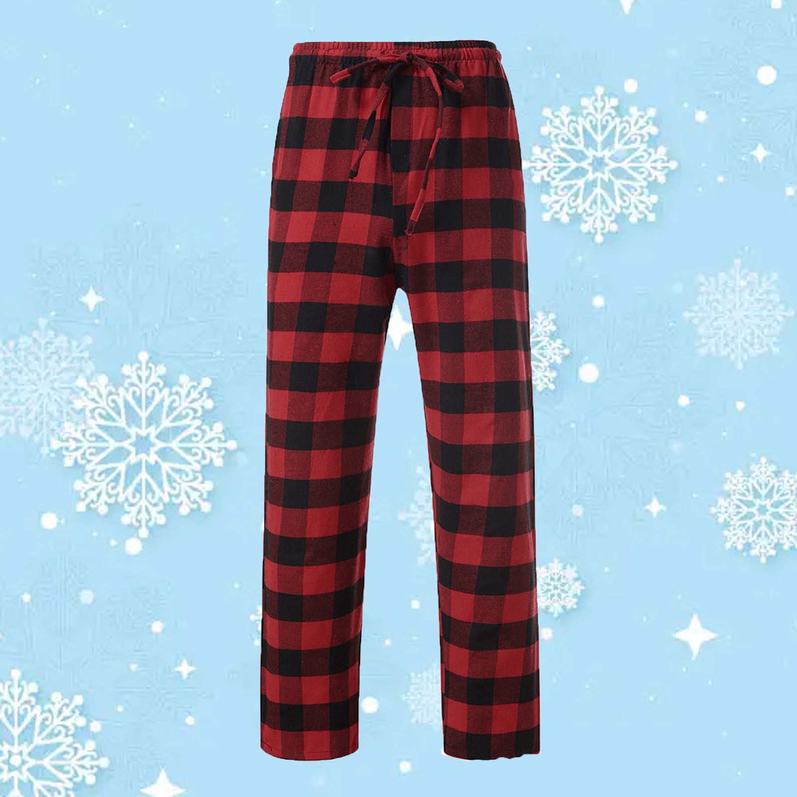 Xzngl Mens Pajama Pants Lightweight Fashion Mens Casual Plaid Printing Bandage Loose Sport Plaid Pajama Pants Trousers Plaid Pajama Pants Men Red