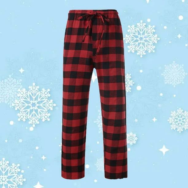 XZNGL Mens Pajama Pants Lightweight Fashion Mens Casual Plaid Printing  Bandage Loose Sport Plaid Pajama Pants Trousers Plaid Pajama Pants Men 