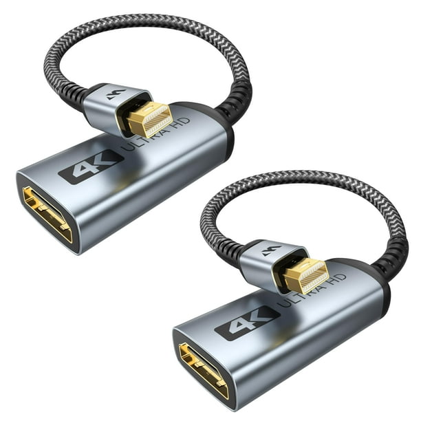 Adaptador Warrky Mini DisplayPort a HDMI 4K, paquete de 2 unidades para MacBook