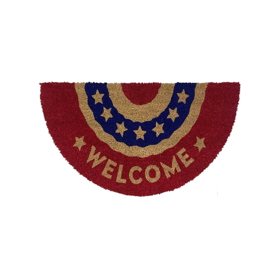 Briarwood Lane Summer 4th of July Coir Doormat 30x18 Patriotic Bunting Natural Fiber For 4th of July Coir Doormat
