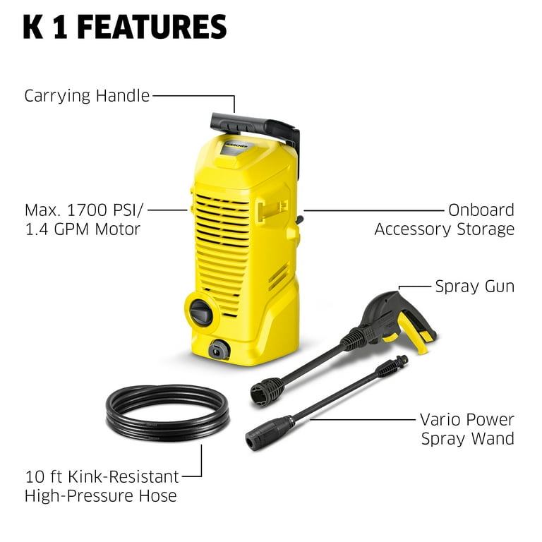 Karcher K1, Pressure Washer, 1700 PSI, Hose, Wand and Gun