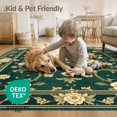 thumbnail image 4 of ODIKA 8'x10' Washable Area Rug Non-Shedding, Easy Care, Deep Green Vintage Floral Medallion Ornate with Distressed Vine Motifs for King Size Bedroom Under Bed, Master Suite, 4 of 7