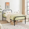 thumbnail image 1 of FurnitureR Cama Doble Armazón Cama Metal fácil Montaje con cabecera y pie Cama, Ninguno Funda colchón, Listones Fuertes y Resistentes Negro Colchón 190 * 140 cm Tatiana, 1 of 2