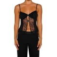thumbnail image 3 of Biekopu Women Camisole, Spaghetti Straps Lace Patchwork Hollowed Bowknot Slit Summer Tops for Party Club, 3 of 7