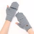 thumbnail image 7 of 1 Pair Thickened Windproof Solid Color Autumn Winter Knitting Mitten Half Finger Gloves Touch Screen Gloves Warm Gloves BLUE, 7 of 7