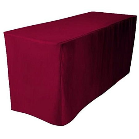 4 Ft Burgundy Tablecloth Fitted Polyester Table Cover Trade Show Booth Banquet Tablecloth Burgundy, : Add $49.00 or more items offered.., By Tablecloth
