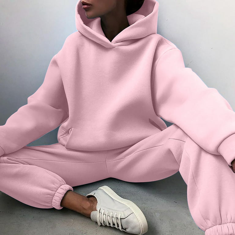 Women's Casual 2 Piece Outfits Sweatsuits Baggy Pullover Hoodie