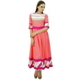 thumbnail image 3 of Bimba Women Long Kurti Peach Indian Maxi Dress Kurta Casual Chic Custom Clothing, 3 of 9