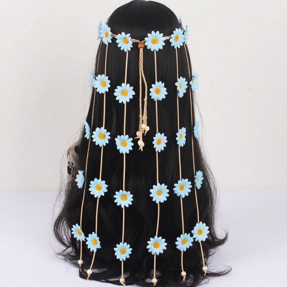Jinswick Flower Headband Hippie Sunflower Hairband Floral Crown Bohemian Hair Band Women Girls Boho Hair Hoop Headpiece Party Decoration Hair Accessories