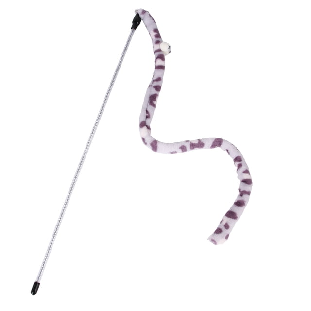 Lindo juguete de felpa para gato con forma de serpiente con campana, juguete que suena colorido y palo de cinta de arcoíris