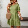 thumbnail image 4 of Admvng Womens Plus Size Casual Tiered Ruffle Dress Short Sleeve Round Neck Textured Summer Everyday & Vacation Dress, 4 of 8