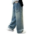 thumbnail image 3 of Pants for Boys,Boys Baggy Jeans Loose Fit Cargo Jeans Relaxed Denim Pants Elastic Waist Streetwear Casual Utility Trousers,Boys Jeans,03 Blue,12-13 Years, 3 of 9