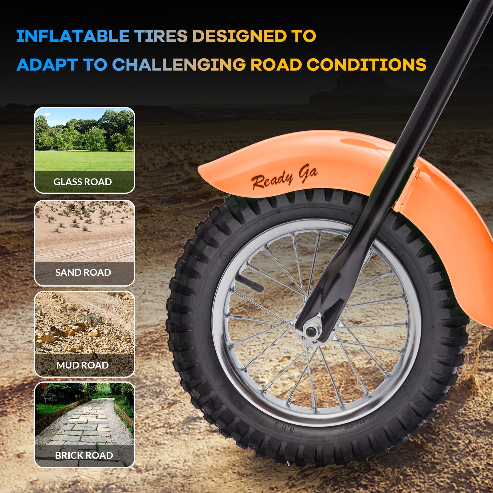 24V Electric Dirt Bike for Kids, 2 Speed Max Up to 14 Mph & 60 Minutes Continuous Electric Motorcycle with Led Lights, Leather Seat, Handbrake for Big Kids Teen, Ideal Christmas Gifts