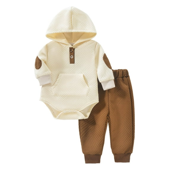 Zshosam Newborn Baby Boy Clothes Baby Boy Clothes Long Sleeve Ribbed Knitted Romper Pants Set with Hat Newborn Fall Winter Outfits Size 6 9 Months,(Beige 6-9 Months)