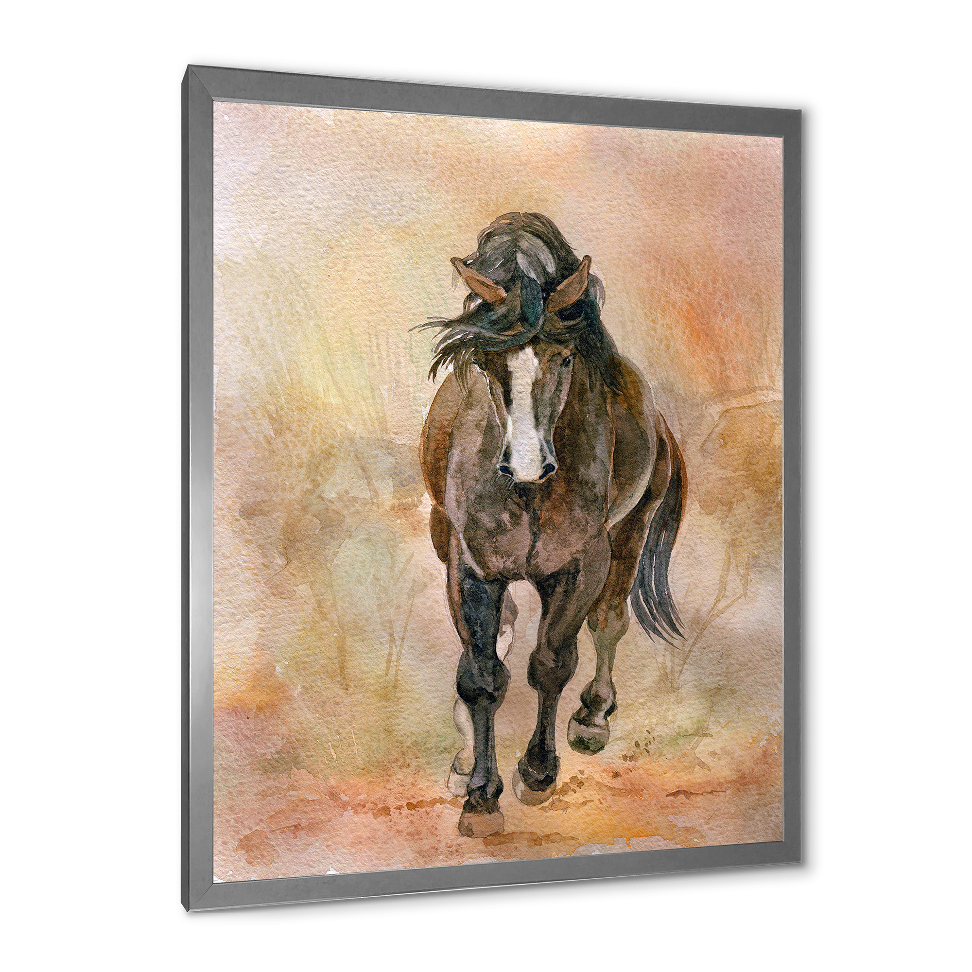 Designart 'Abstract Portrait Of Beautiful Chestnut Horse II' Farmhouse Framed Art Print
