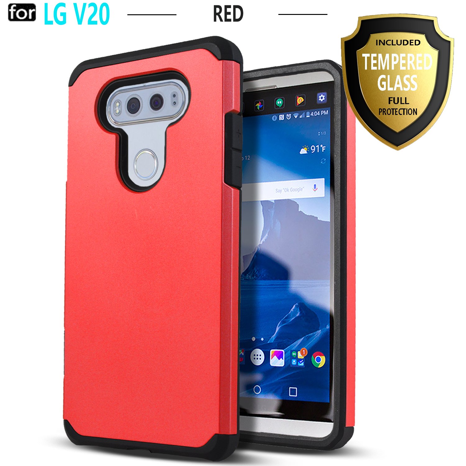 LG V20 Case, With [Tempered Glass Screen Protector Included],