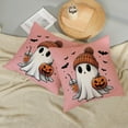 thumbnail image 5 of Halloween Pillow Covers 18x18 Set of 2 Pumpkin Black Bats Cute Ghost Throw Pillow Covers Halloween Decorations Pink Pillowcase Halloween Home Decor Linen Outdoor Cushion Case for Couch Sofa, 5 of 6