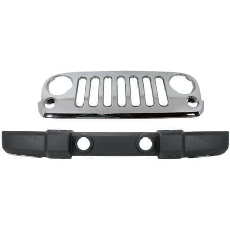 Grille For Jeep 2007-2016 Wrangler Sport Utility Front Chrome and Insert Kit
