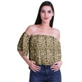 thumbnail image 2 of Moomaya Womens Printed Off The Shoulder Crop Top Flounce Sleeve Summer Clothing Boho Blouse, 2 of 6
