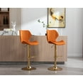 thumbnail image 2 of Guyou Adjustable Swivel Bar Stools Set of 2, Modern Velvet Counter Height Chairs with Backrest and Footrest for Kitchen Island Bar Restaurant, Orange, 2 of 12