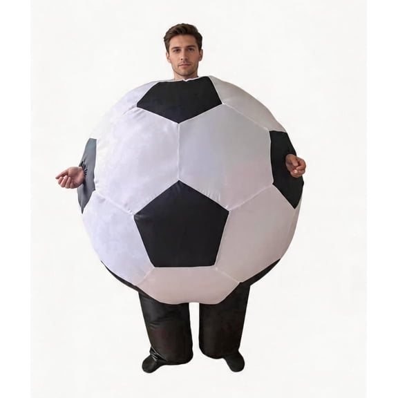 Inflatable Soccer Ball Costume for Adults, Funny Blow up Football Suit for Halloween, Sports Themed Party, Game Day