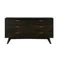 thumbnail image 3 of Allora 6-Drawer Modern Wood Dresser with Antique Brass Accents in Brown, 3 of 11