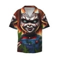 thumbnail image 2 of Lsque Chucky print Men's Cuban Collar Short Sleeve Shirt Summer Beachwear Casual Button Down Fashionable Vacation Leisure Shirt-3X-Large, 2 of 7