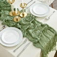 thumbnail image 3 of 6 Pack Sage Green Cheesecloth Table Runners 10ft Wide Gauze Boho for Bridal Shower Wedding Table Decorations, 3 of 7