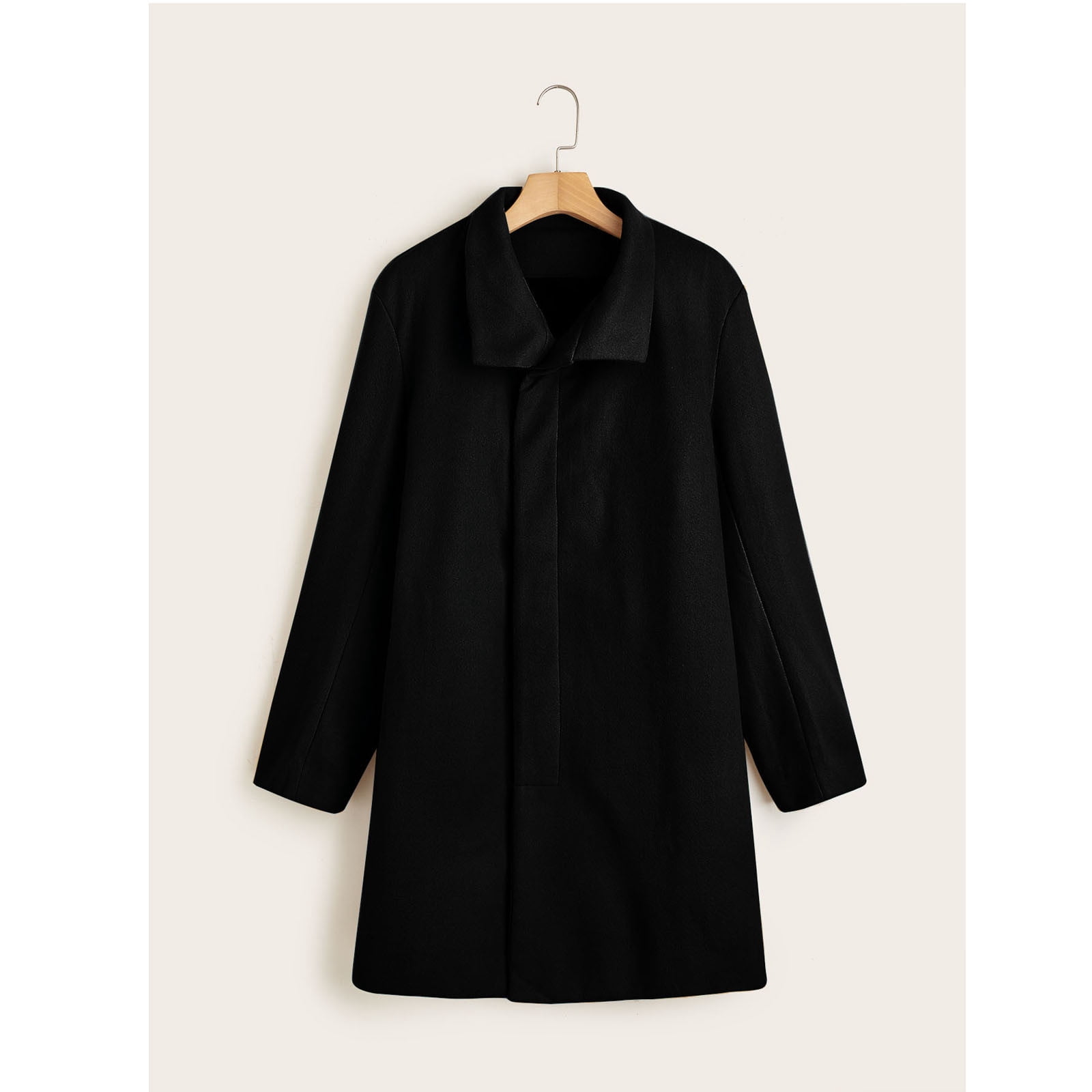 Wolfast Men's Notch Lapel Trench Coat Single Breasted Long