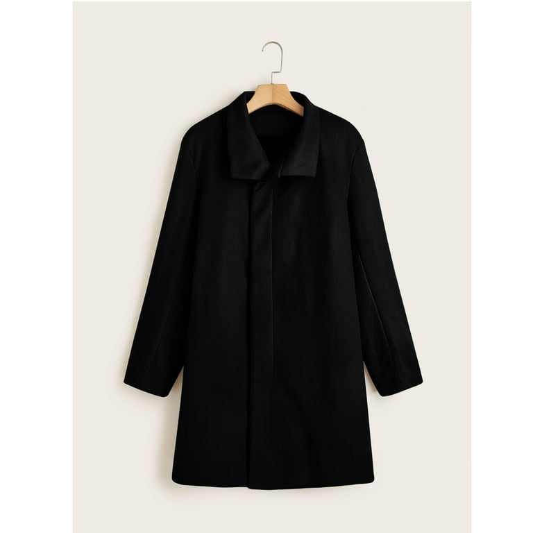 Lovskoo Mens Single Breasted Trench Coat Long Sleeve Winter Warm