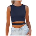 thumbnail image 1 of Toimothcn Tank Tops For Women Summer Solid Color Crop Tops Sleeveless Racerback Crew Neck Stretchy Tank Top Suitable For Outdoor Activities, 1 of 8