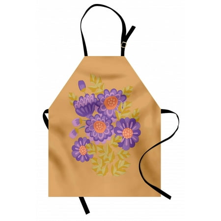 

Aster Apron Bouquet of Flowers Fall Blossom on Brown Shaded Background Unisex Kitchen Bib with Adjustable Neck for Cooking Gardening Adult Size Blue Violet Pale Brown by Ambesonne