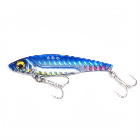 QLUEWX Sinking VIB Fishing Lure Metal Blade Hard Bait with 3D Eyes Treble Hooks Multiple Colors Sizes Weights for Freshwater Saltwater Bass Fishing