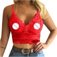 thumbnail image 6 of WREESH Womens Lace Corset Tops Bralette Vest Crop Wireless Bra Lingerie V-Neck Lace Underwear Camisole Red, 6 of 7