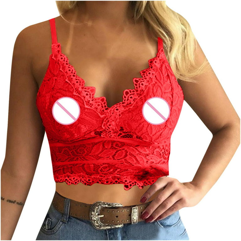 Lace Bralettes for Women with Straps and Pads Sexy Floral Lace Crop Cami  Bra Top Wirefree Bralette Underwear 