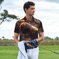 thumbnail image 3 of Fotbe Abstract Glowing Wave Pattern Pattern Men’s Golf Polo Shirt – Breathable Performance Golf Shirt with Button-Down Collar-Large, 3 of 6