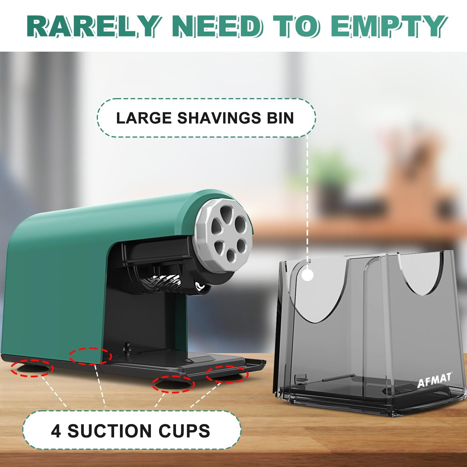 AFMAT Heavy Duty Electric Pencil Sharpener Green with Auto Stop 6 Holes for 6-11mm Pencils