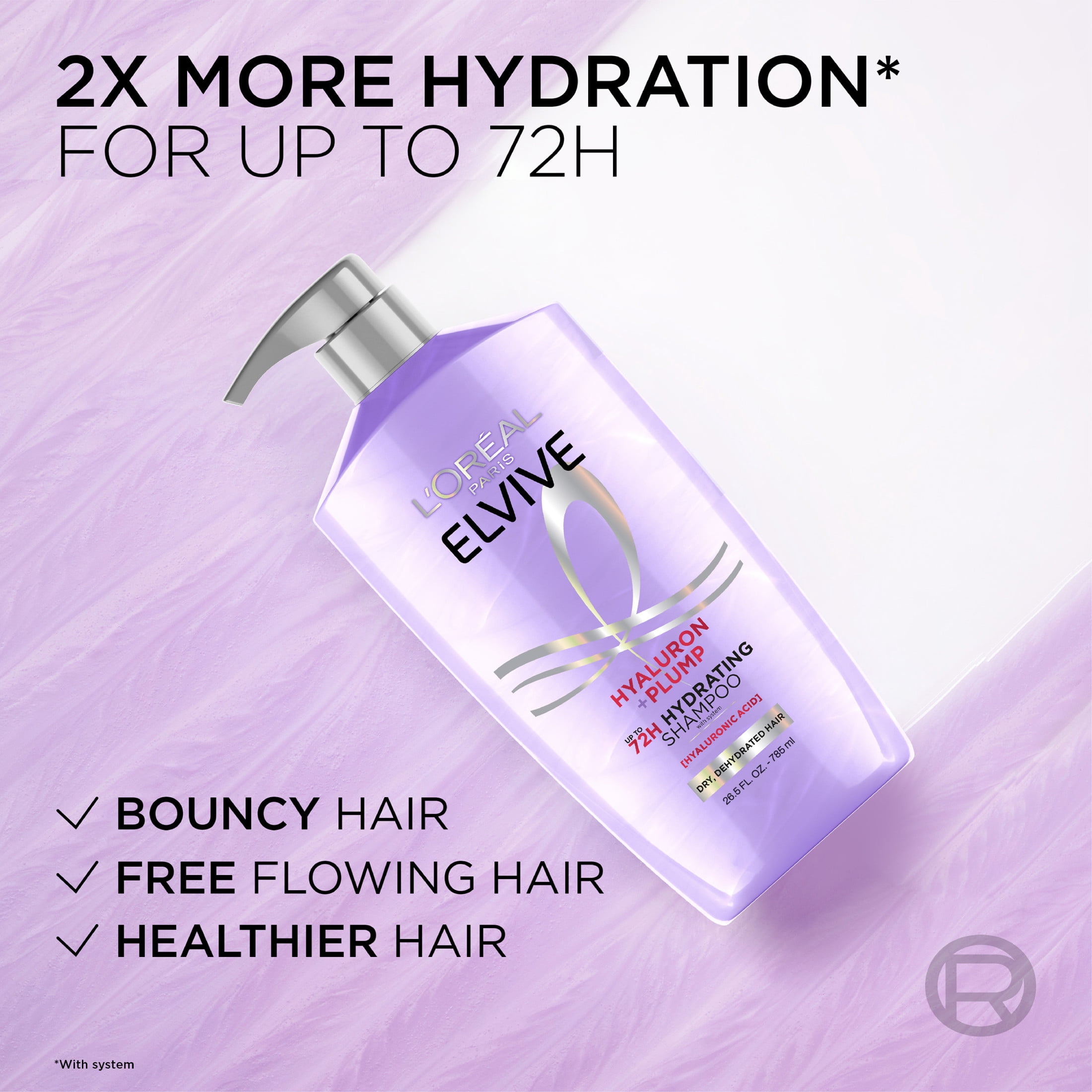L'Oreal Paris Elvive Hyaluron Plump Squeeze Hydrating Shampoo, Moisturizing, 26.5 fl oz
