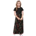 thumbnail image 3 of OGLCCG Girls Dress Short Sleeve Casual Holiday Modest Long Maxi Dress with Pockets Floral Printed Summer T-Shirt Dress for 4-14 Years, 3 of 6