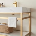 thumbnail image 6 of Funes 72" Double Sink Bathroom Vanity in Brushed Gold Frame White Top No Mirror, 6 of 8