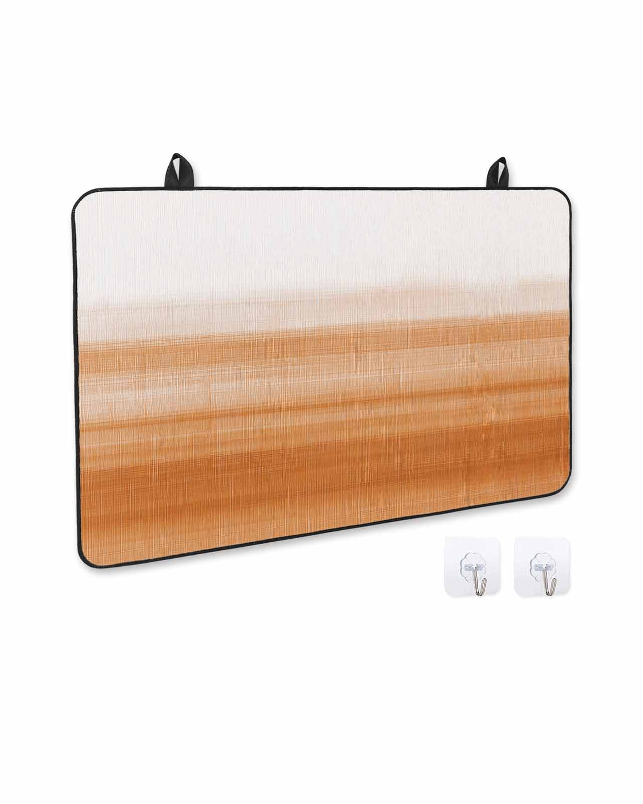 nqOlkjepod Large Induction Cooktop Protector Mat 24"x21", Orange White Ombre Stove Top Covers for Electric Stove, Farmhouse Retro Simple Striped Art Stove Burner Cover Mats, Glass Top Stove Cover