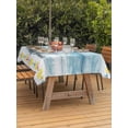 thumbnail image 3 of Outdoor Tablecloth with Umbrella Hole for Patio/Picnic/Party/Camping, Summer Nautical Waterproof Table Cloth Rectangle Table Cover Washable, Happy Summer Coastal Blue Wooden (60"x 120"), 3 of 8