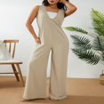 thumbnail image 2 of Combinaison en Coton Sans Manches pour Femmes Pantalon Large Ample Combinaison en Lin Grande Taille, 2 of 6