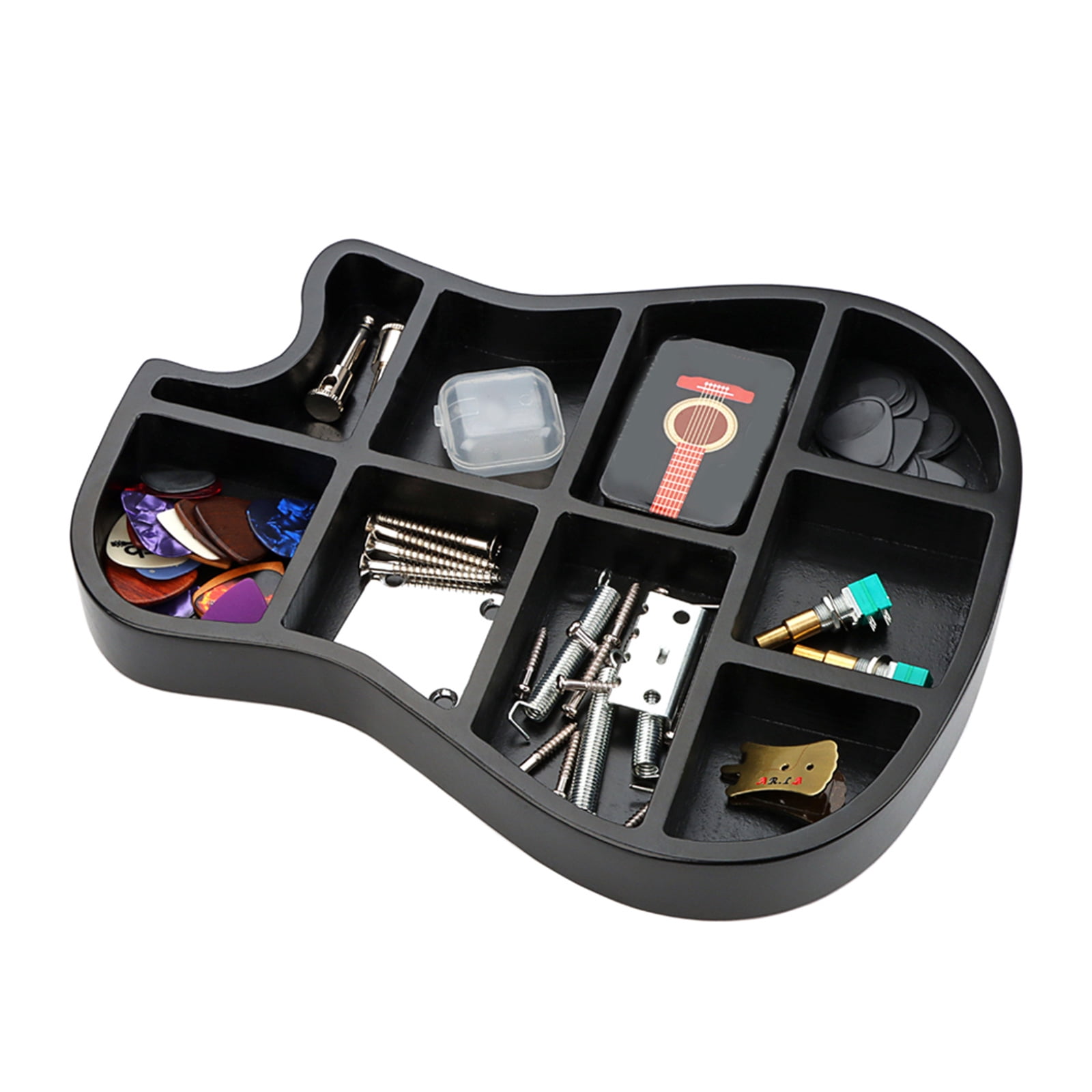 Guitar Shaped Picks Holder Case Multi-compartment Picks Storage Box Plectrum Container Guitar Accessories