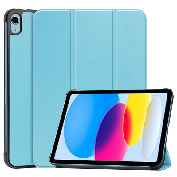 ELEHOLD Folding Rugged Case for iPad 10.9 inch 2022 10th Gen PU Leather Case Cute Stylish Pattern Kickstand Magnetic Auto Wake/Sleep Folio Slim Shockproof Case For iPad 10th Gen 10.9" 2022 ,Skyblue