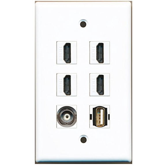 RiteAV - 4 HDMI 1 Port USB A-A 1 Port BNC Wall Plate