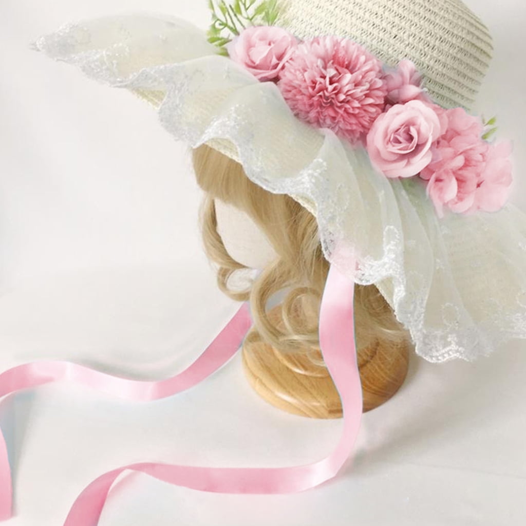Yokua French Straw Sun Hat Flower Bonnet Hat Female Travel Hat Camping Hat