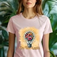 thumbnail image 5 of Christian Be The Light Graphic T-Shirt with Floral Light Bulb Design, Heliconia, Size S, 5 of 6